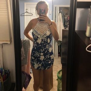 Blue floral crossback dress